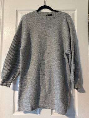 PRETTYGARDEN - long sleeve grey sweater dress